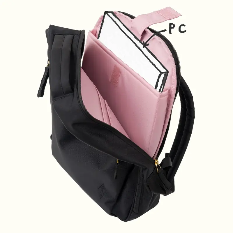 PCリュックの収納について。PCポケット付き