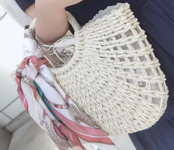 夏はやっぱりかごバッグ★スカーフアレンジが可愛い♡なんと2,700円でGETしました!_5