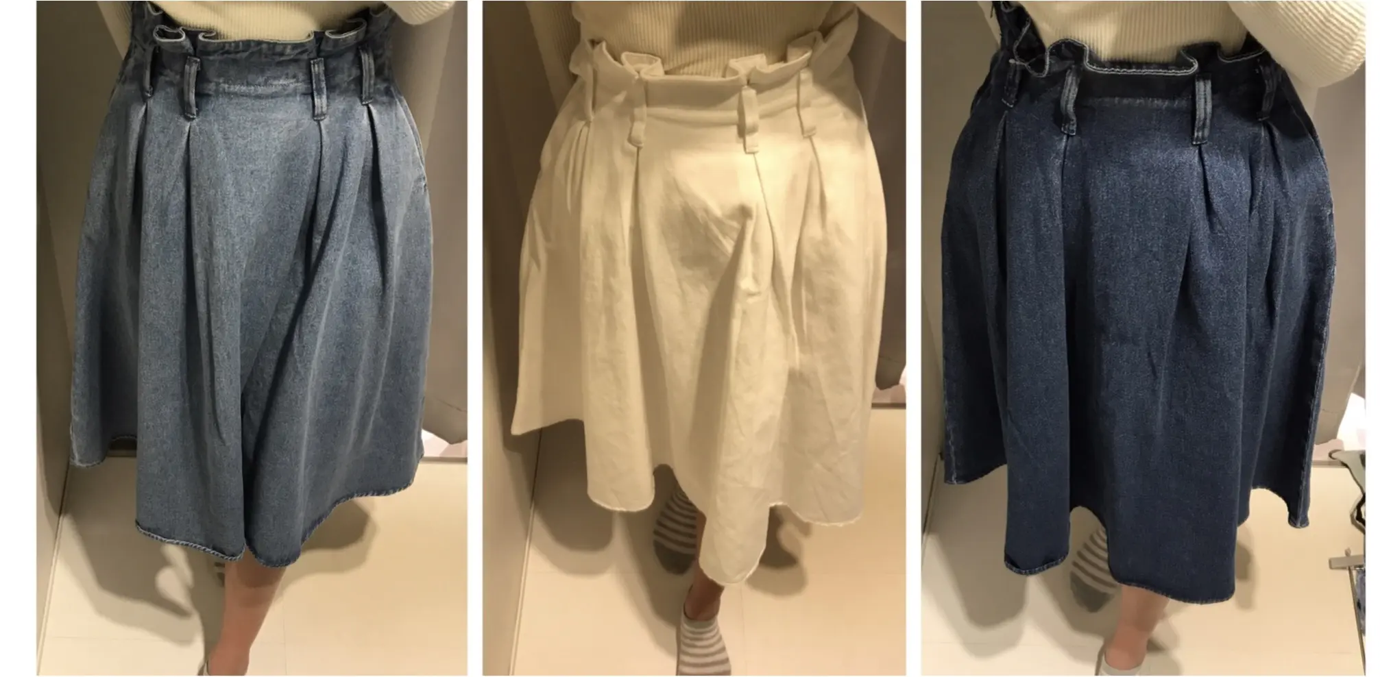 《カジュアルなのに可愛く決まる‼︎》春にしたいデニムコーデは【GU】で決まり♪大人可愛い『デニムフレアスカート』がめっちゃ使える♡_3