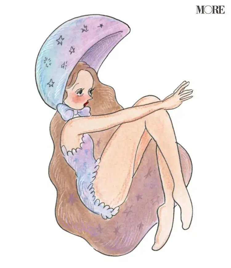 星ひとみ占いの下弦の月タイプのイラスト