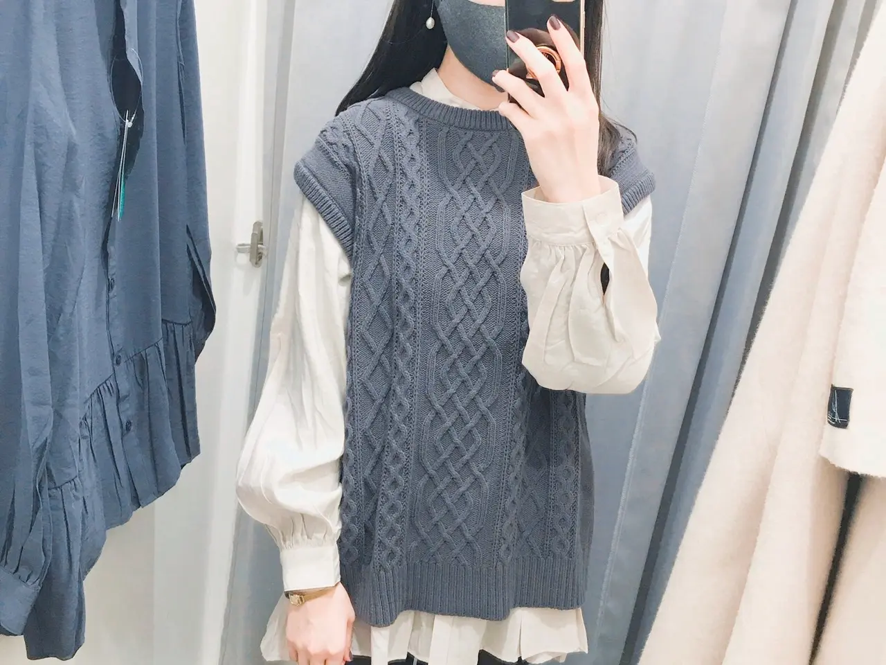 【GU】春の新作が可愛い!フリルシャツとニットベストのおすすめレイヤードコーデ✌︎♩_5