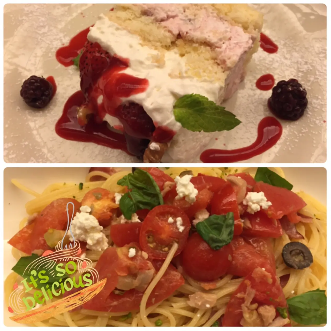 【Afternoon Tea】フレッシュトマトとカッテージチーズのパスタ&ベリーベリーチーズケーキ_1