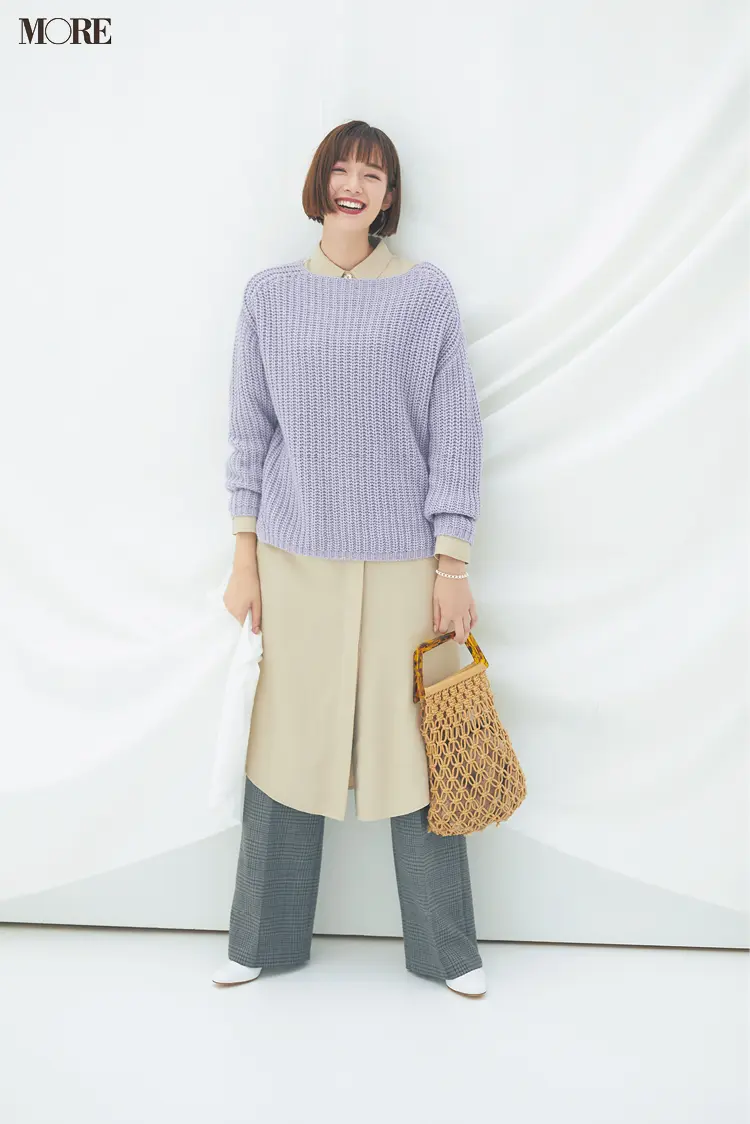 ニットはくすみパステルカラーがいい♡ ボウタイブラウス、ロンT、ワンピetc.何を重ねても決まるから!_3