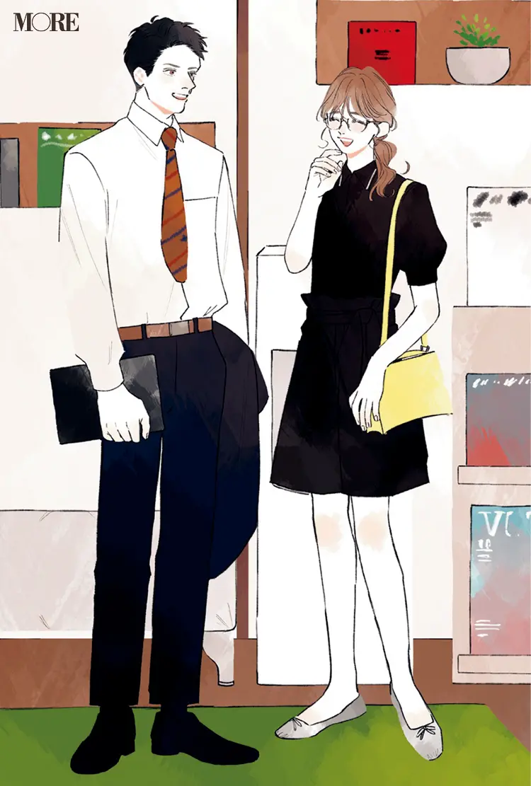 シュンは友達、って自分に言い聞かせる。同僚3人の恋物語『涼しげ寒色服着回し』4日目_3