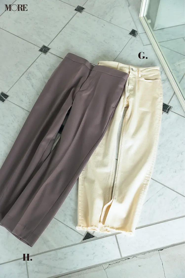 着回しに使用したホワイトデニムとセンタープレスパンツ