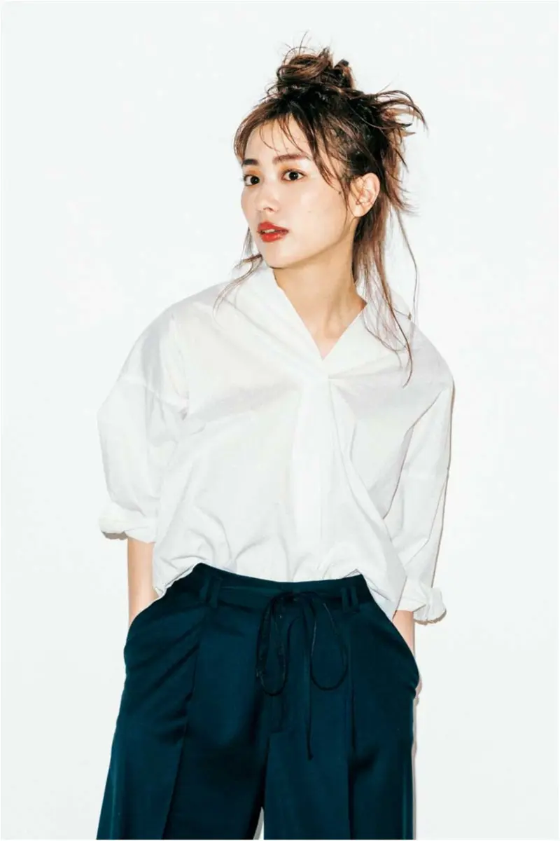 着やせ,やせ見え,内田理央,スキッパーシャツ,服,通勤