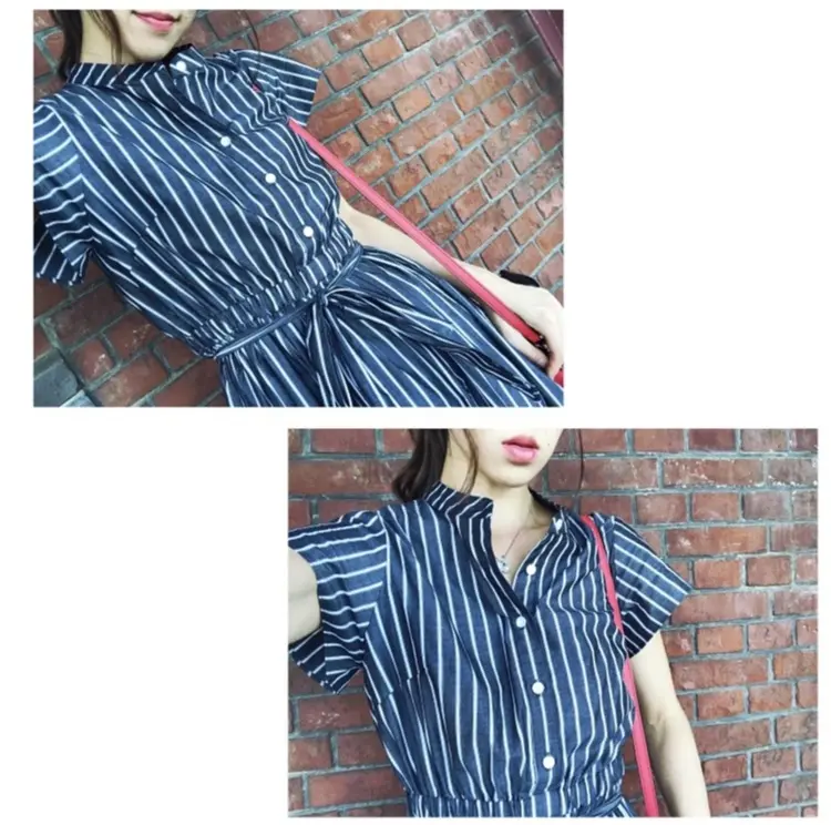 【Fashion】これ1枚でどこへでも♡ストライプシャツワンピコーデ♡_1