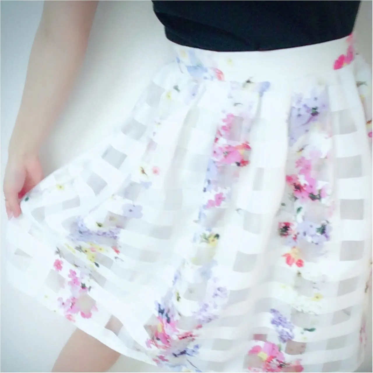 華やぎOLはスカートで作る!tocco closetのシアーチェック×フラワーオーガンジースカート♡_2