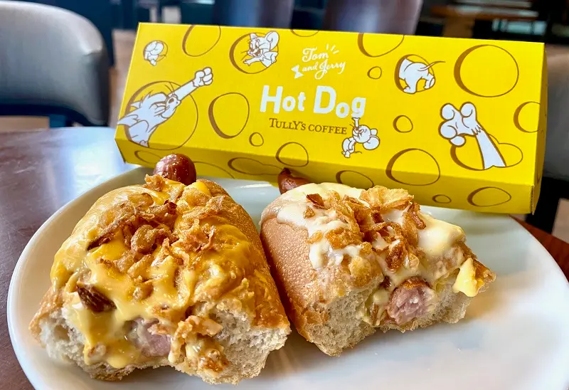 タリーズ新作、トムジェリコラボ「トムとジェリー ホットドッグ チーズ&チーズメルト」断面