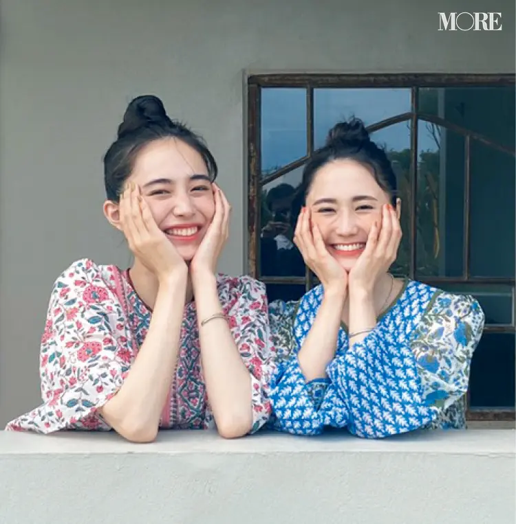 MORE9月号、井桁弘恵と鈴木友菜のオフショット
