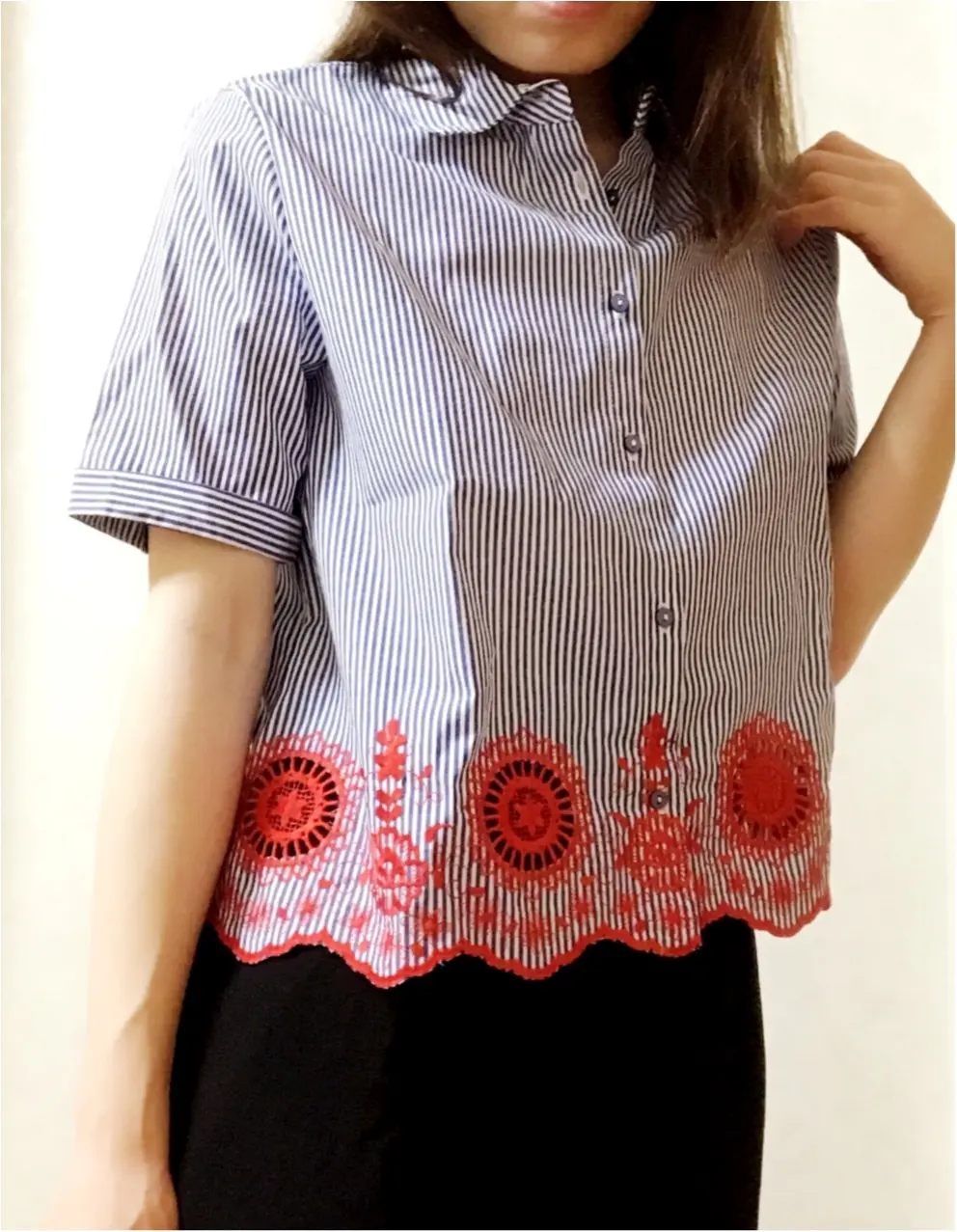 刺繍 × ストライプにひとめぼれ♡【ZARA】で出会った"自由になれるシャツ"_3