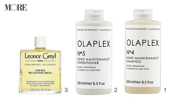 オラプレックスのシャンプー&コンディショナーとレオノールグレユのヘアオイル